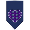 Unconditional Love Argyle Heart Purple Screen Print Bandana Navy Blue Small UN812542
